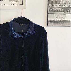 Velvet Button Down Blouse